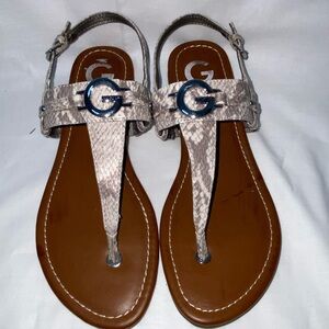 G by Guess thong sandals snakeskin print